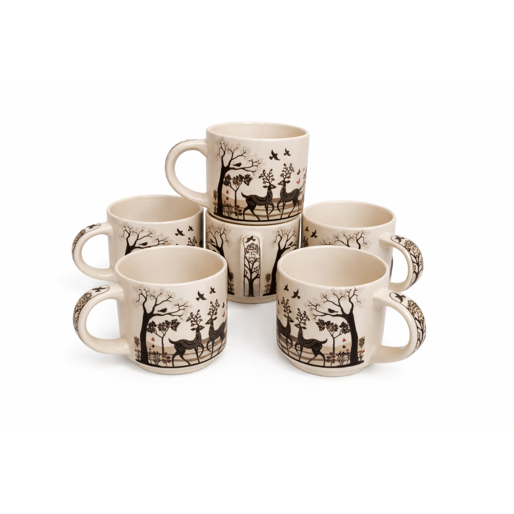 Cerapot Ocean Printed Ceramic Coffee Mug Set (Set of 6)
