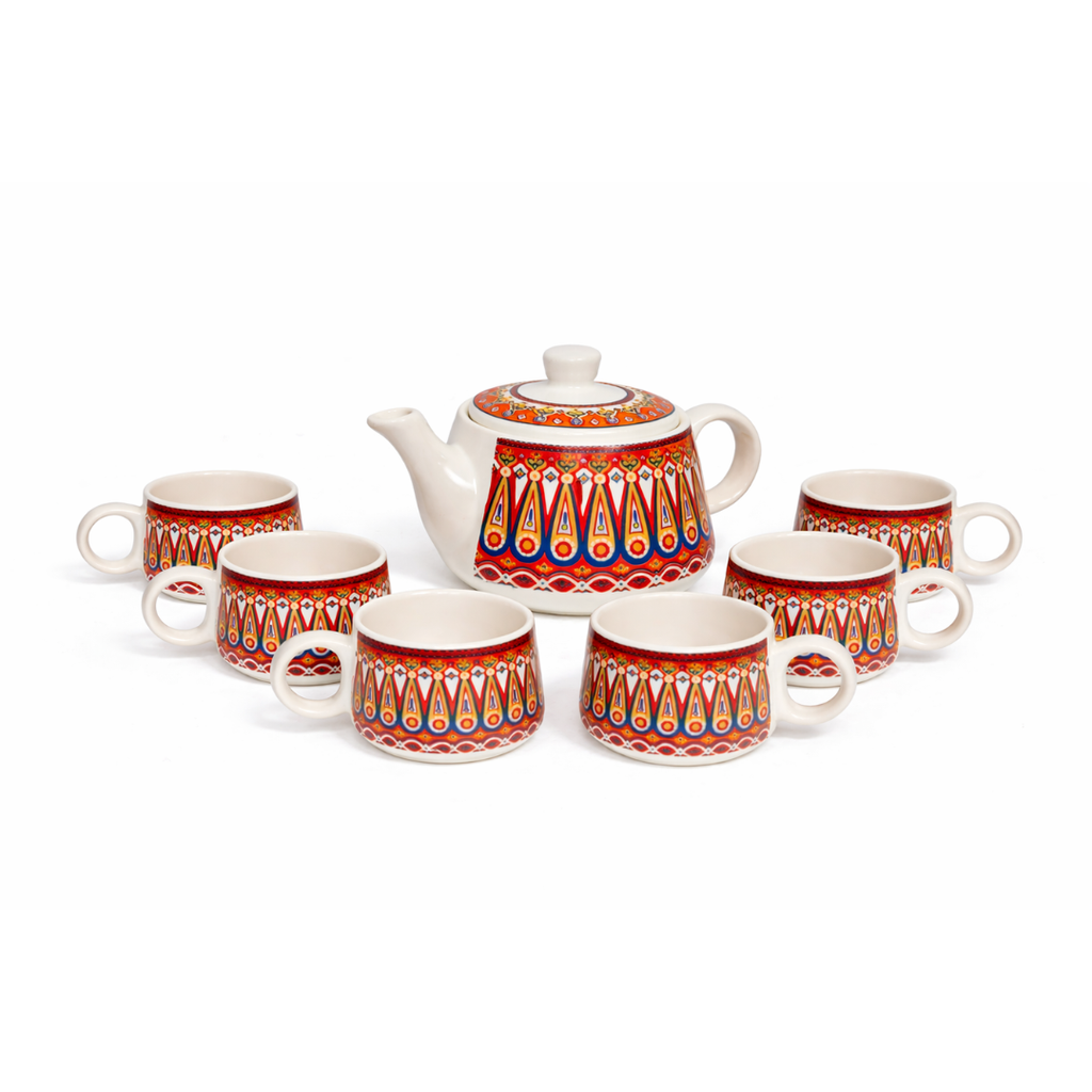 Cerapot Alive Morning Printed Ceramic Tea Set (Teapot with 6 Cups)