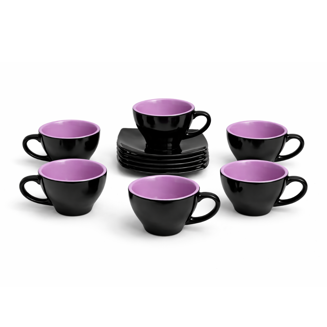 Cerapot Square Black Gloss Cup & Saucer Set