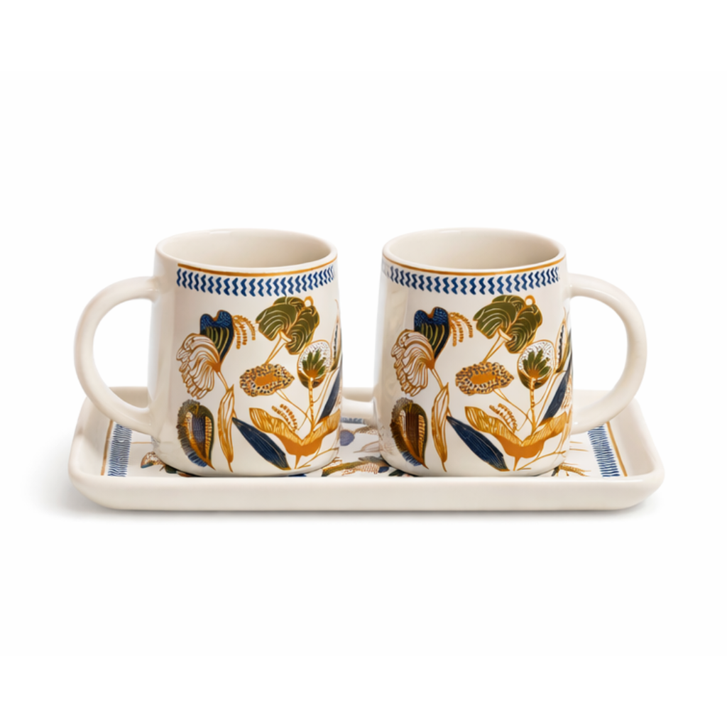 Cerapot Alive Printed Ceramic Milk Mug Set with Tray