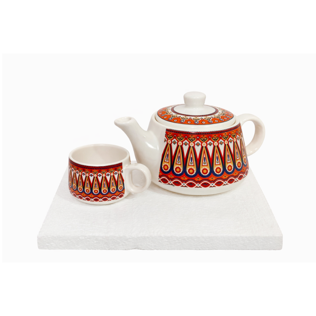 Cerapot Alive Morning Printed Ceramic Tea Set (Teapot with 6 Cups)