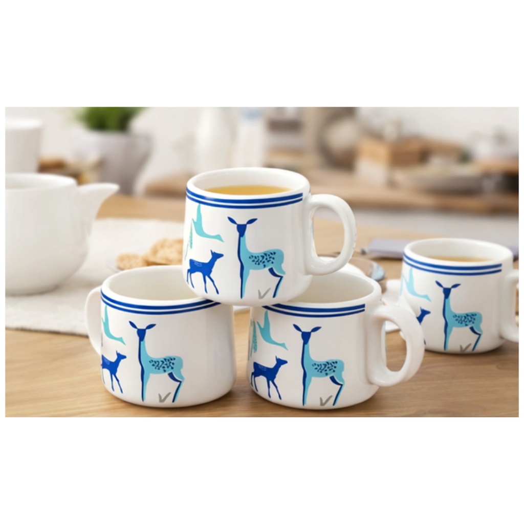 Cerapot Alive Ceramic Tea Cup Set of 6 – Blue Animal Print | Premium Printed Tea Cups for Home & Gifting