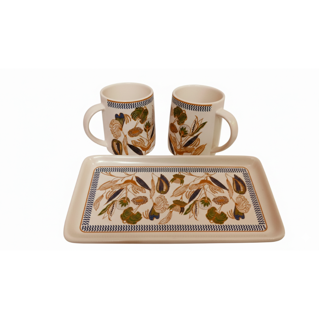 Cerapot Alive Printed Ceramic Milk Mug Set with Tray