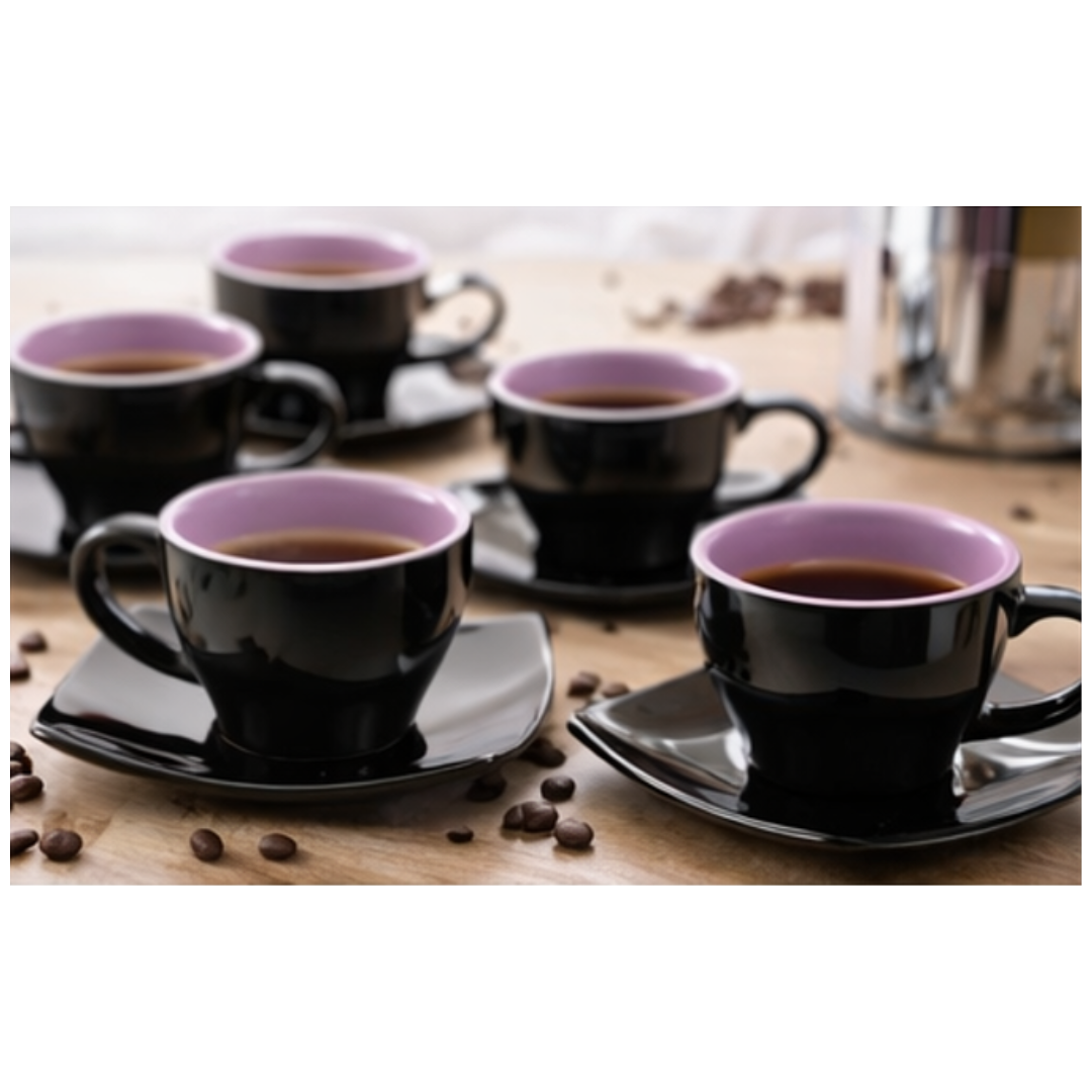 Cerapot Square Black Gloss Cup & Saucer Set