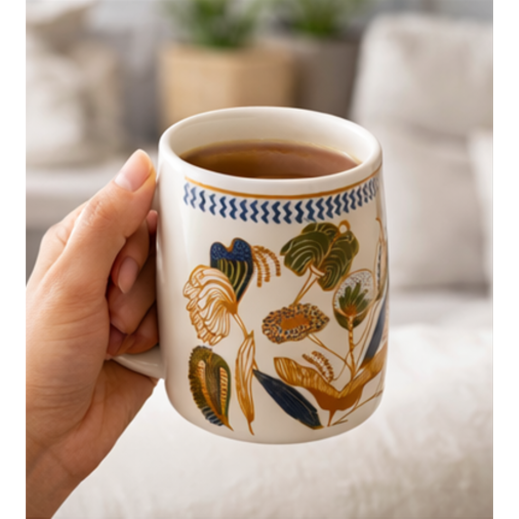 Cerapot Alive Printed Ceramic Milk Mug Set with Tray