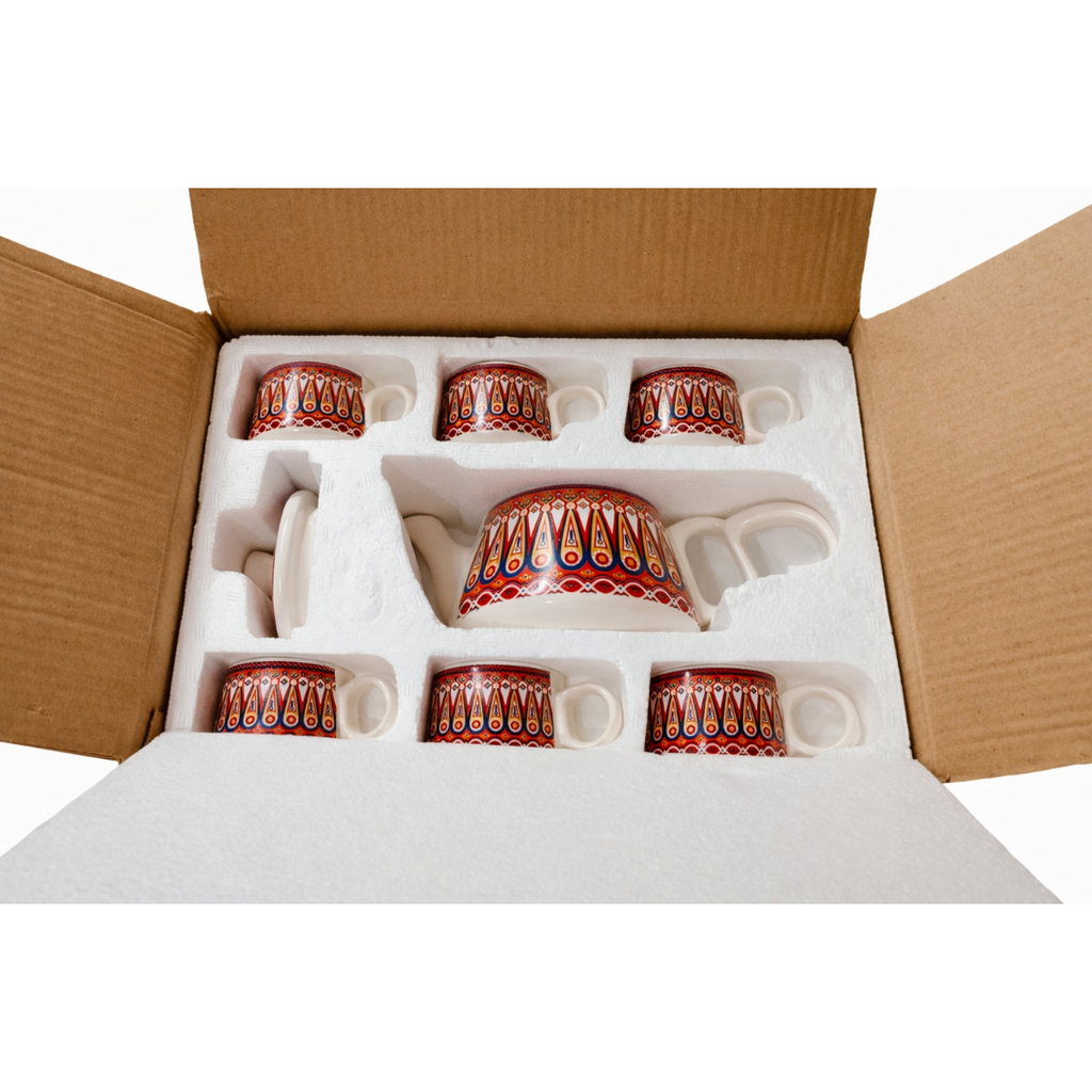 Cerapot Alive Morning Printed Ceramic Tea Set (Teapot with 6 Cups)