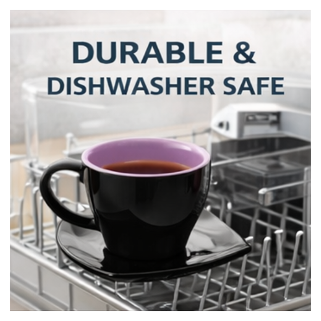 Cerapot Square Black Gloss Cup & Saucer Set