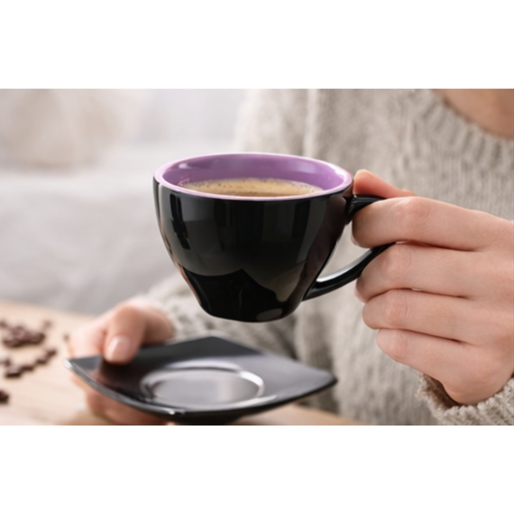 Cerapot Square Black Gloss Cup & Saucer Set