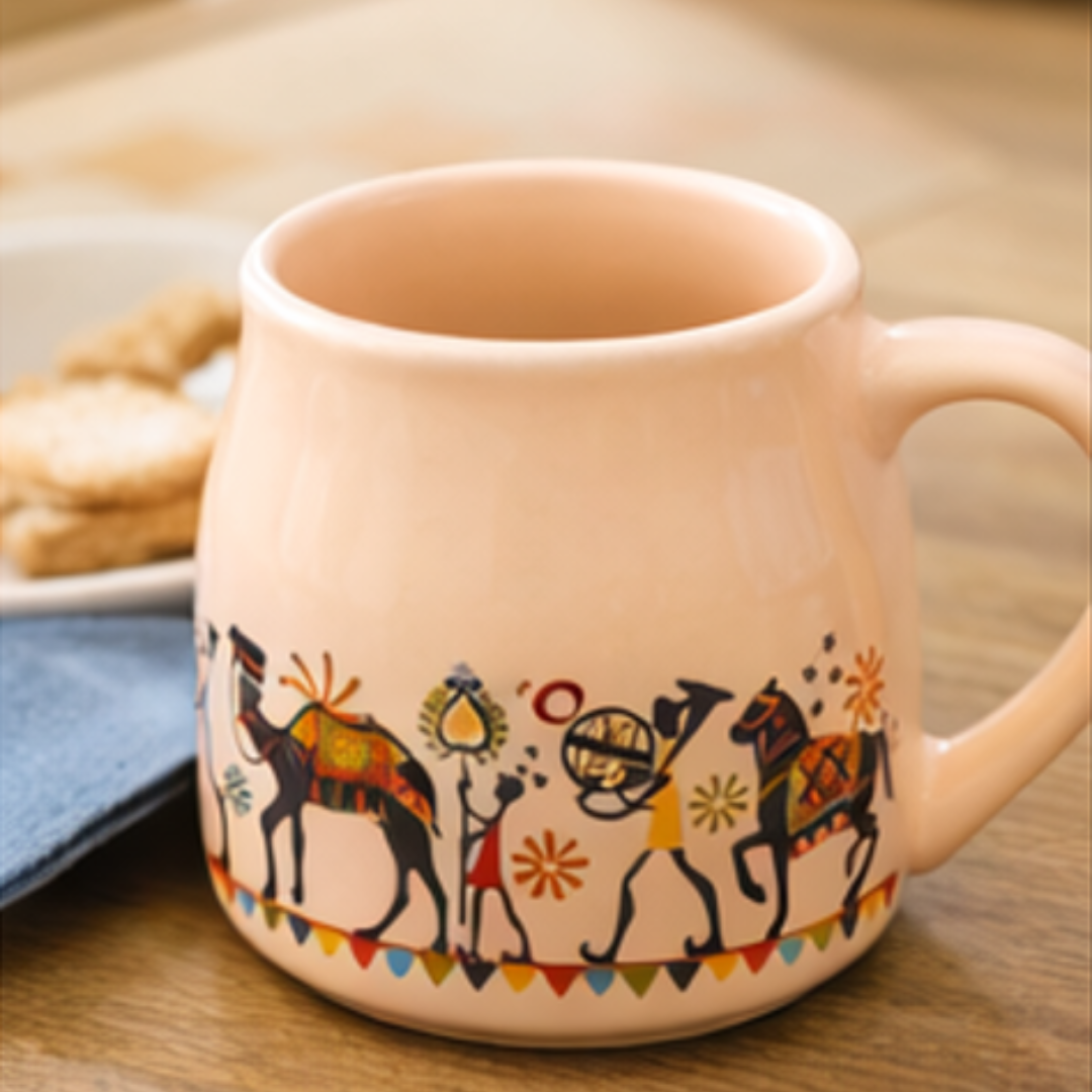 Cerapot Flask Can Ceramic Mug Set of 6 – Multicolor Printed Tea & Coffee Cups