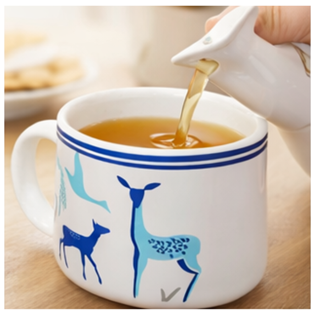 Cerapot Alive Ceramic Tea Cup Set of 6 – Blue Animal Print | Premium Printed Tea Cups for Home & Gifting